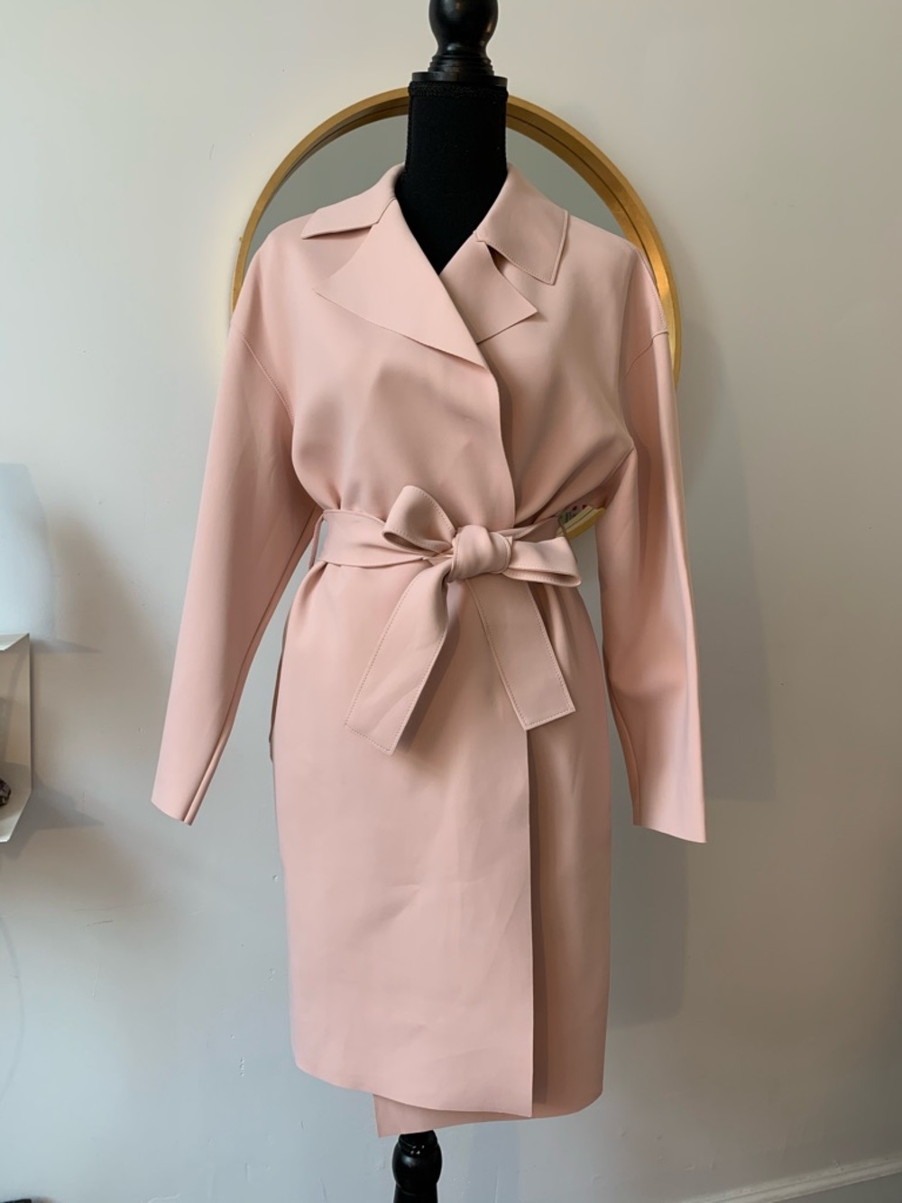 Harris Wharf London Blush Pink Belted Scuba Trench Coat Size 38 IT,2, 4